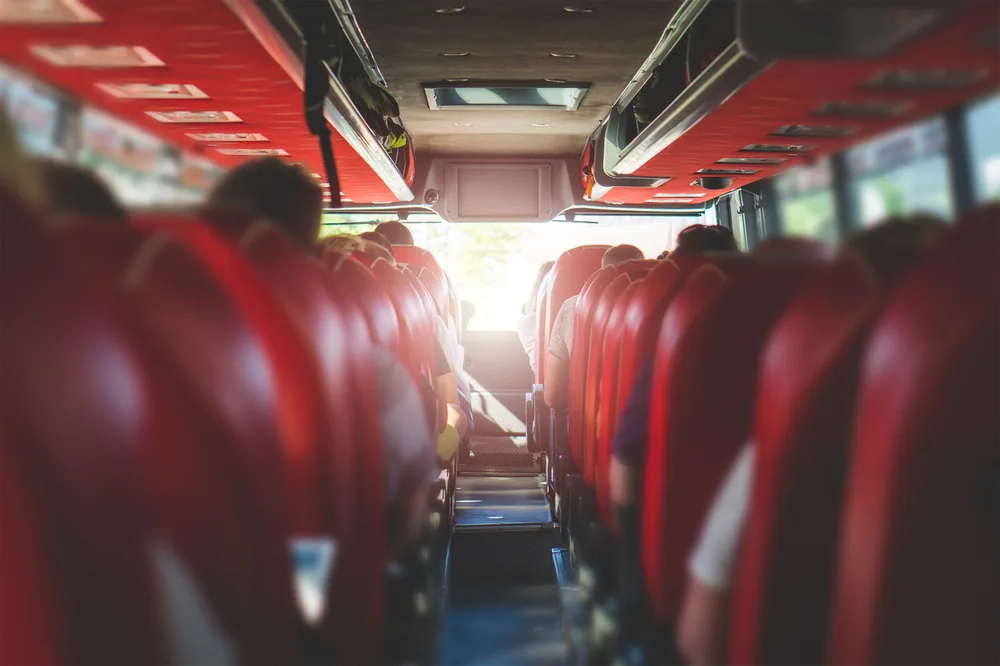 Interior seating of the Hervey Bay Shuttle Bus Service coach used on Brisbane to Hervey Bay trips