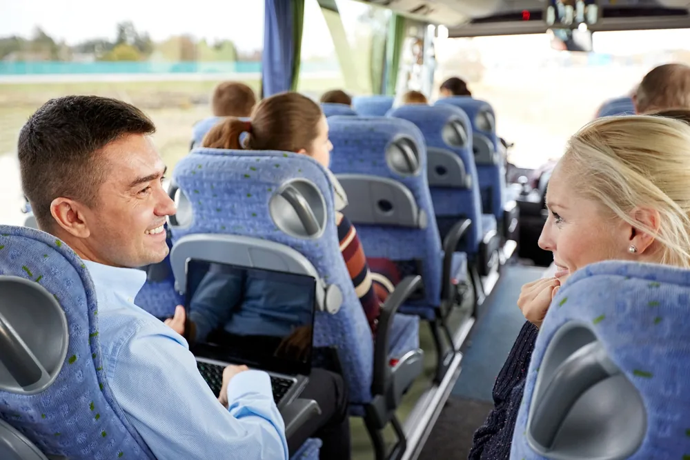 Interior of the Hervey Bay Shuttle Bus Service charter coach set up for a group booking
